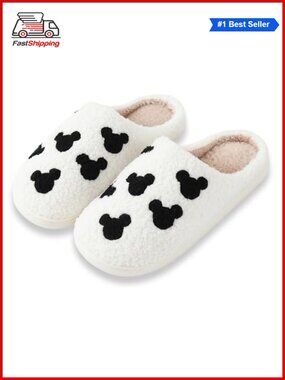🎅 Cute Cartoon Bow Slippers Women Memory Foam Faux Fur Fuzzy House Shoes